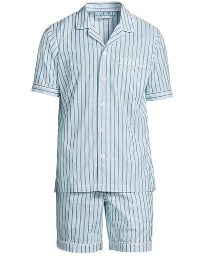 Lands' End Short Sleeve Essential Pajama Set - Blue