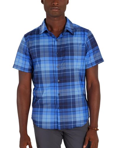 Marmot Aerobora Patterned Button-up Short-sleeve Shirt - Blue
