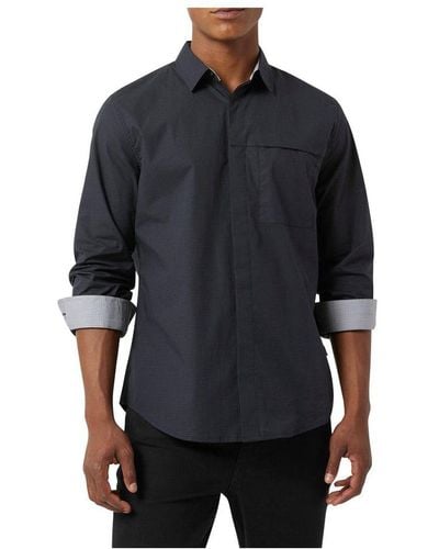 DKNY City Grid Stretch Long Sleeve Shirt - Black