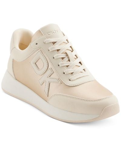 DKNY Oaks Logo Applique Athletic Lace Up Sneakers - Natural