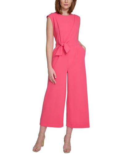 Calvin Klein Tie-waist Sleeveless Jumpsuit - Pink
