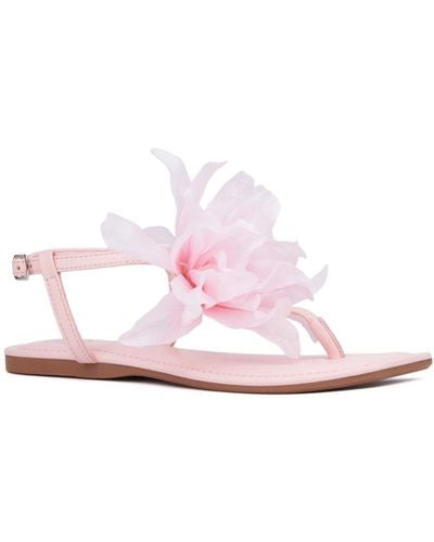 New York & Company Big Flower T-strap Sandal - Pink