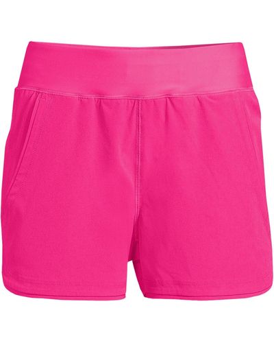 Lands' End 3" Quick Dry Elastic Waist Board Shorts Swim Cover-up Shorts - Pink
