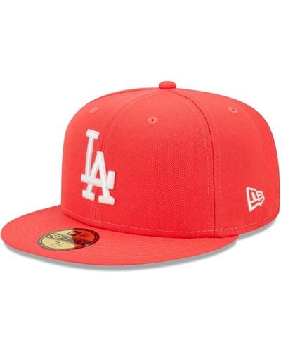 KTZ Los Angeles Dodgers Lava Highlighter Logo 59fifty Fitted Hat - Red