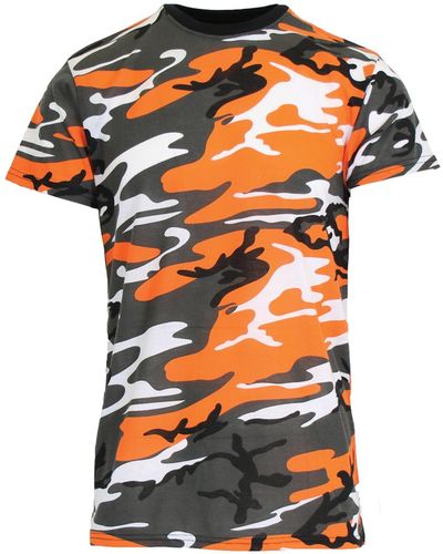 Galaxy By Harvic Camo Printed Short Sleeve Crew Neck T-shirt - Orange
