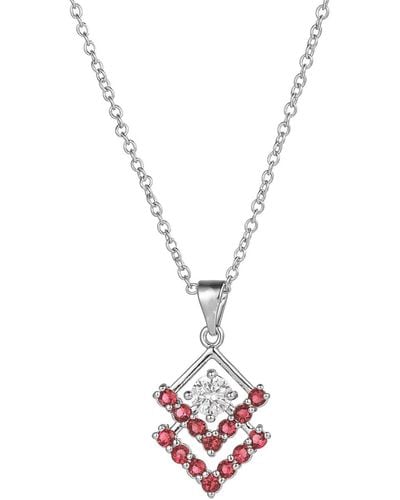 A.m. Ruby Accent Triangle Pendant Necklace - White