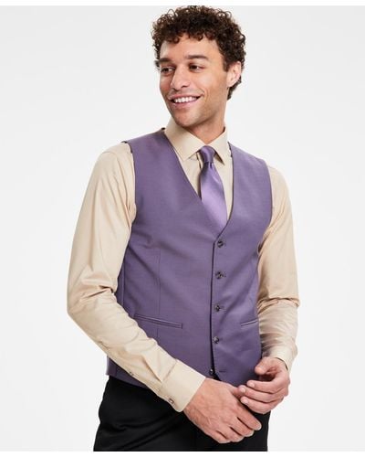 Tayion Collection Classic Fit Solid Suit Vest - Purple