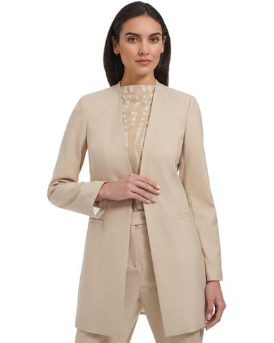 Calvin Klein Petite Open-front 3/4-roll-sleeve Topper Jacket - Natural