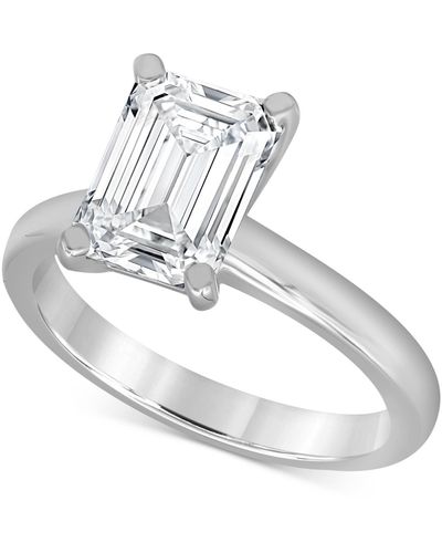 Badgley Mischka Certified Lab Grown Emerald-cut Solitaire Engagement Ring (3 Ct. T.w. - Multicolor