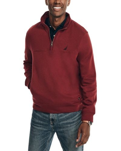 Nautica J-class Classic-fit Quarter Zip Fleece Sweatshirt - Red