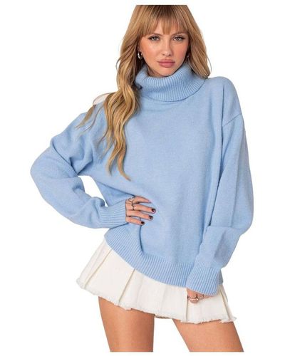 Edikted Isabelle Oversized Turtle Neck Sweater - Blue