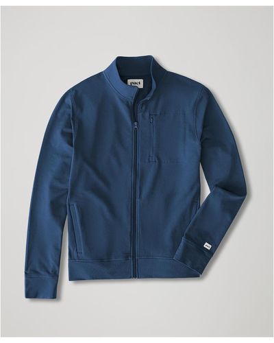 Pact Organic Cotton Stretch French Terry Track Jacket - Blue