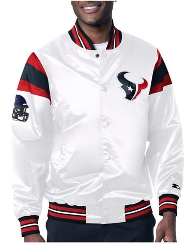 Starter Houston Texans Satin Full-snap Varsity Jacket - White
