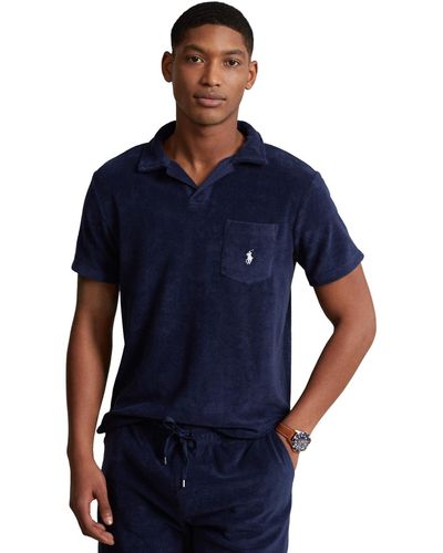Polo Ralph Lauren Cotton-blend Terry Polo Shirt - Blue