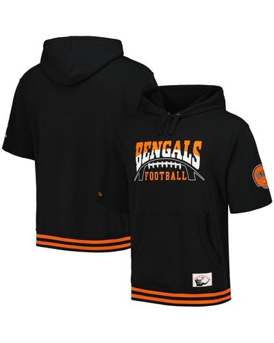 Mitchell & Ness Cincinnati Bengals Pre-game Short Sleeve Pullover Hoodie - Black