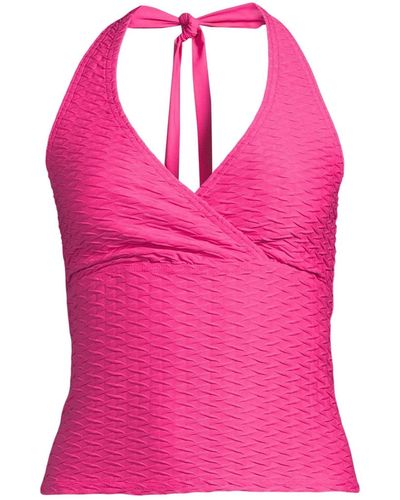Lands' End Texture Halter Tankini Swimsuit Top - Pink