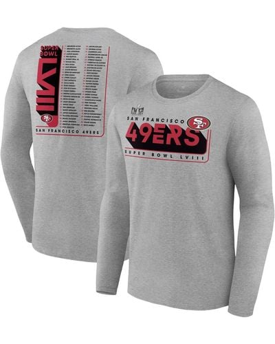 Fanatics San Francisco 49ers Super Bowl Lviii Two-side Roster Big And Tall Long Sleeve T-shirt - Gray
