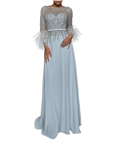Terani A-line Long Gown - Blue