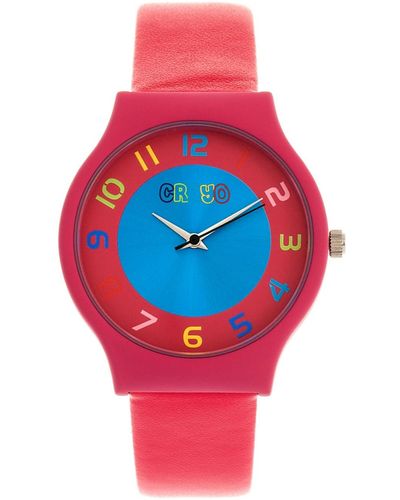 Crayo Jubilee Hot Leatherette Strap Watch 36mm - Pink