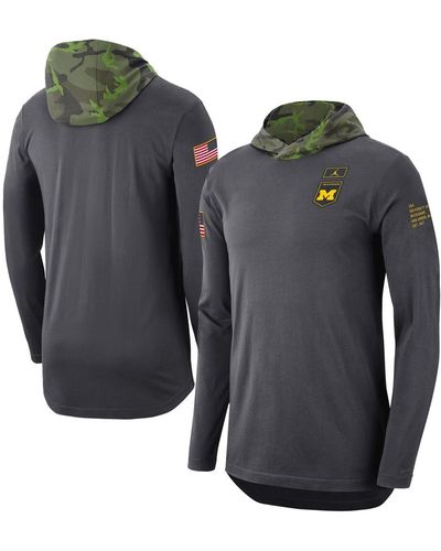 Nike North Carolina Tar Heels Military-inspired Long Sleeve Hoodie T-shirt - Gray