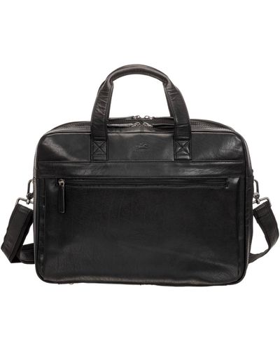 Mancini Buffalo Double Compartment Briefcase For 15.6" Laptop And Tablet - Black