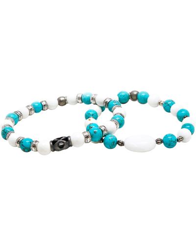 Ettika Turquoise And Howlite Beaded Elastic Bracelet - Blue