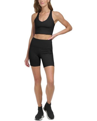 DKNY Sport Balance Super High Rise Pull-on Bicycle Shorts - Black