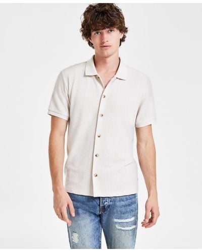 Guess Joshua Textured-knit Button-down Shirt - White