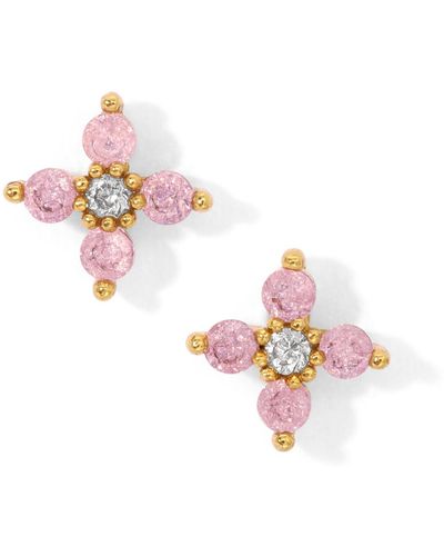 Girls Crew Crystal Pink Kia Flower Stud Earrings
