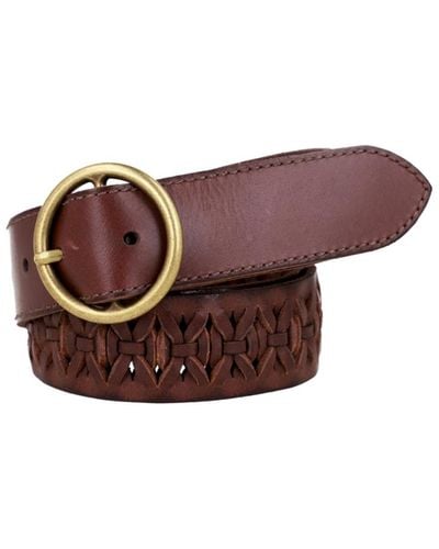 Frye Woven Leather Belt - Brown