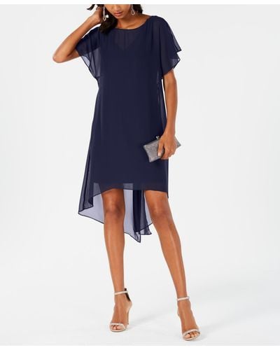 Adrianna Papell Chiffon-overlay A-line Dress - Blue