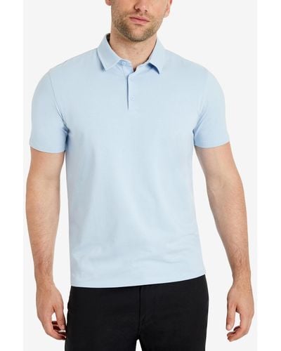 Kenneth Cole Performance Button Polo - Blue