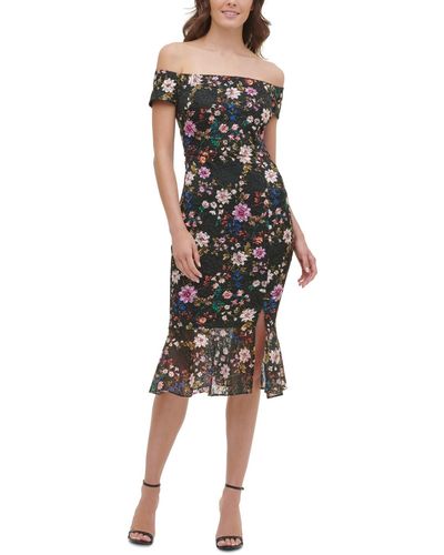 Guess Floral-print Midi Dress - Black