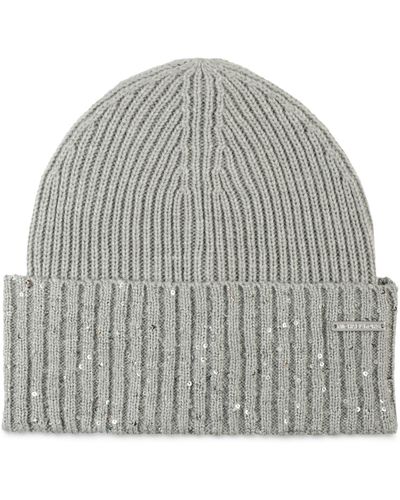 Michael Kors Michael Ribbed Knit Sequin Beanie - Gray