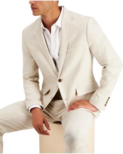 INC International Concepts Slim-fit Stretch Linen Blend Suit Jacket - Natural