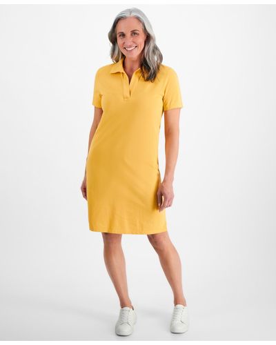 Style & Co. Petite Cotton Weekender Polo Dress - Yellow