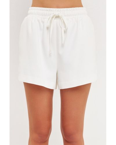 Grey Lab Elastic Waist Shorts - White