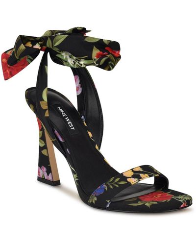 Nine West Kelsie Ankle Wrap Heeled Dress Sandals - Black