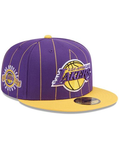 KTZ Purple/gold Los Angeles Lakers Pinstripe Two-tone 59fifty Fitted Hat