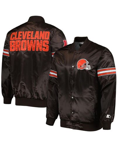 Cleveland Browns Starter The Reliever Raglan Full-Snap Jacket - Brown