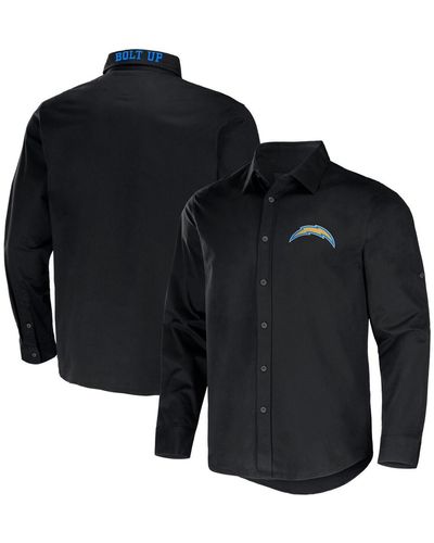 Fanatics Nfl X Darius Rucker Collection By Los Angeles Chargers Convertible Twill Long Sleeve Button-up Shirt - Black