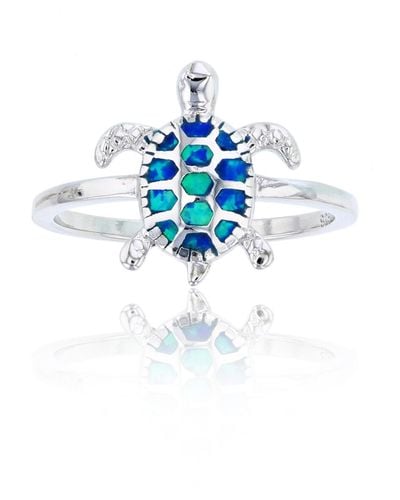 Macy's Created Blue Opal Inlay Turtle Ring