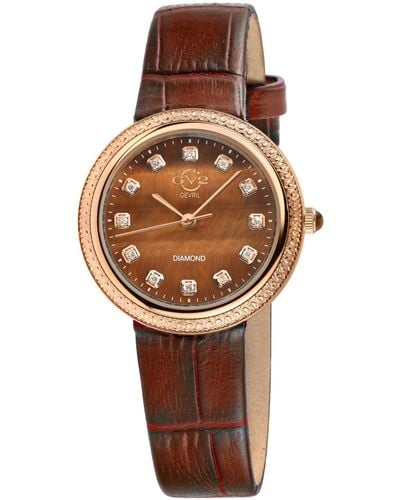 Gevril Arezzo Brown Leather Watch 33mm