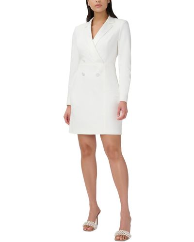 Adrianna Papell Tuxedo Cocktail Sheath Dress - White