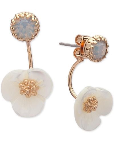 Lonna & Lilly Gold-tone Flower Front And Back Earrings - White
