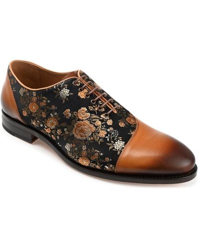 Taft Paris Handcrafted Leather And Jacquard Dress Shoes - Brown