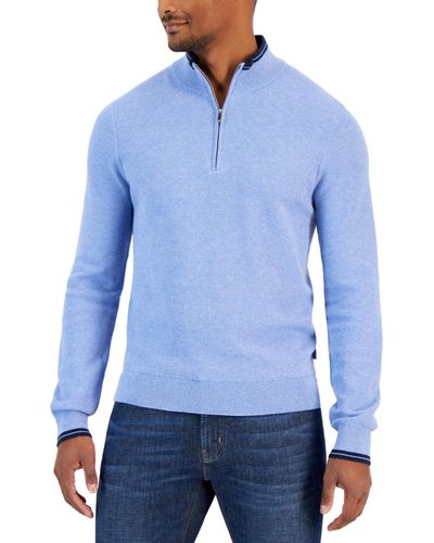 Michael Kors Textured Quarter-zip Sweater - Blue