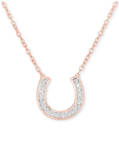 Macy's Diamond Horseshoe 18" Pendant Necklace (1/10 Ct. T.w. - Metallic