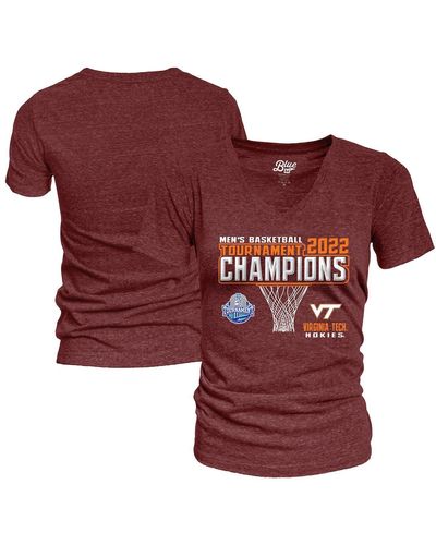 Blue 84 Virginia Tech Hokies 2022 Acc Basketball Conference Tournament Champions V-neck T-shirt - Red