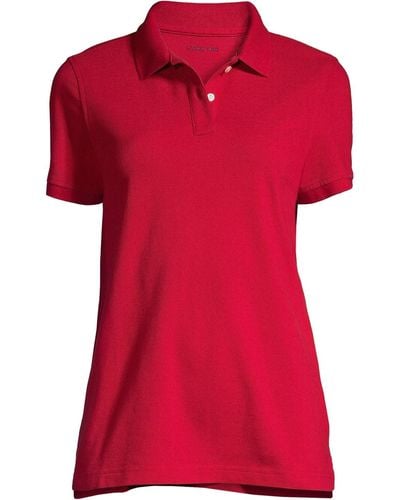 Lands' End School Uniform Tall Short Sleeve Mesh Polo Shirt - Red